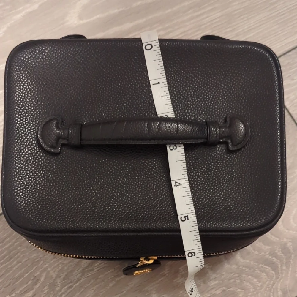 CHANEL Vintage Black Caviar Leather Vanity Pouch Top Handle - Picture 10 of 13